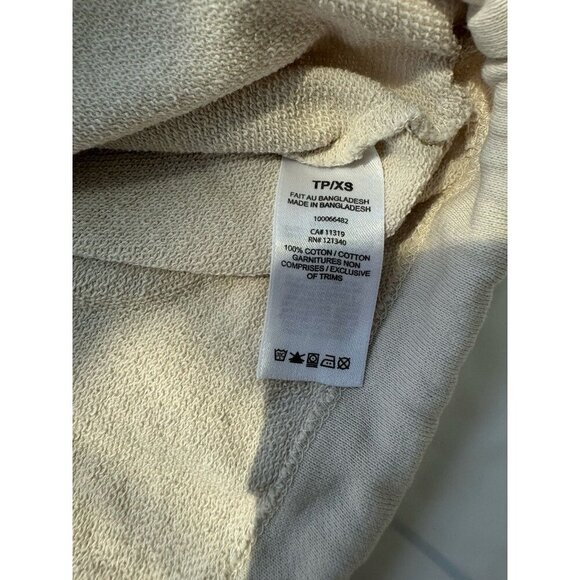 Dynamite Long Sleeve Crop Sweater Ivory Half Zip 100% Cotton & Terry Inside XS - Picture 11 of 11